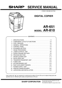 Para ver o documento Sharp AR-810 Manual de Serviço