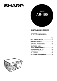 Para ver o documento Sharp AR-150 SERIES Especificações